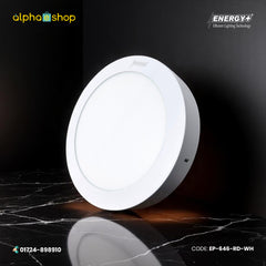 Energy Plus 646 round LED surface panel light in white with slim frame and frosted diffuser, model EP-646-RD-WH.