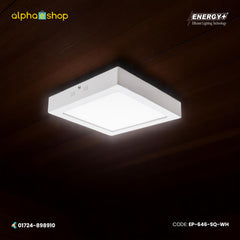 Energy Plus 646 square LED surface panel light in white with slim frame and frosted diffuser, model EP-646-SQ-WH.