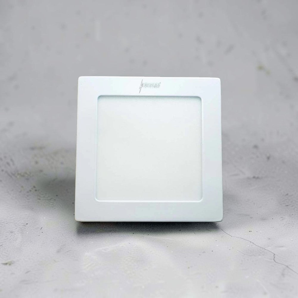 Energy Plus 647 12W square LED surface panel light in white with slim frame and frosted diffuser, model S647.