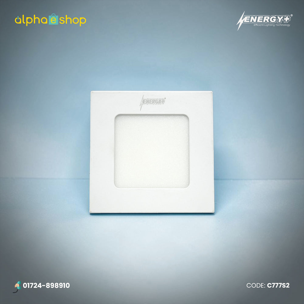 Energy Plus 777 6W square LED concealed panel light in white with slim frame and frosted diffuser, model C777.