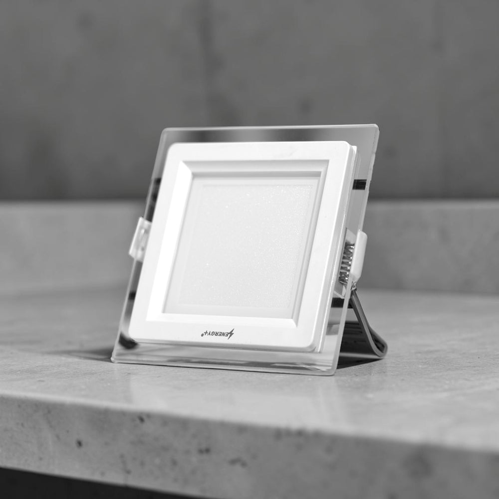 Energy Plus Cozy 2015 (546) 6W square concealed panel light with a white inner frame, frosted diffuser and clear outer border.