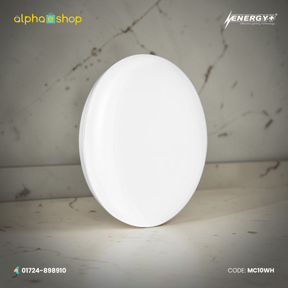 Energy Plus Moon 2026 10W round concealed panel light in white with slim circular profile and smooth LED diffuser, model MC10.