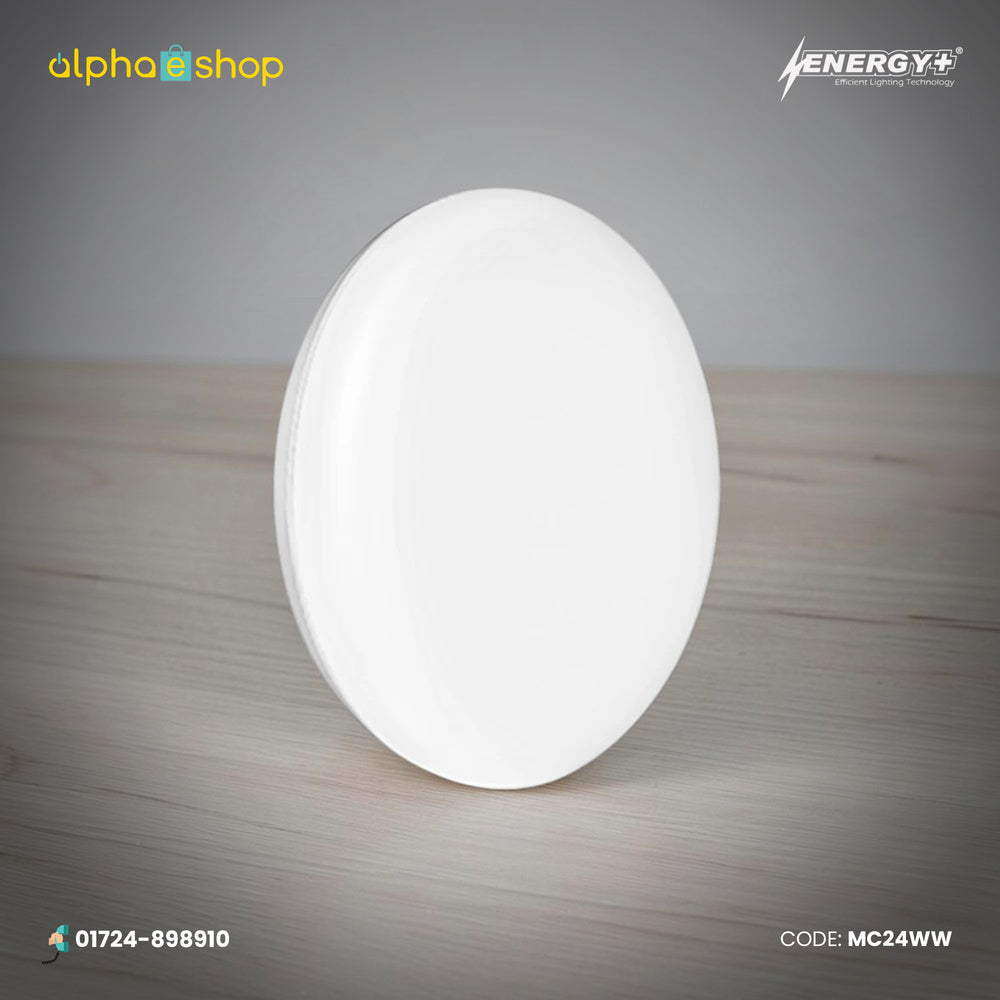 Energy Plus Moon 2026 24W round concealed panel light in white with slim profile and smooth diffuser, model MC24.
