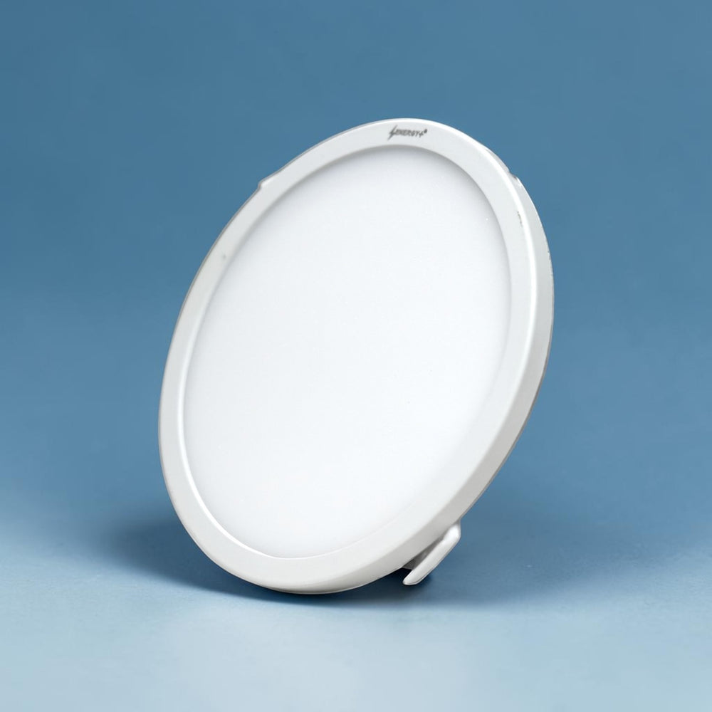 Energy Plus Salvi Panel 2020 10W round panel light in white with slim frame, frosted diffuser and side mounting clip, model SP1087.