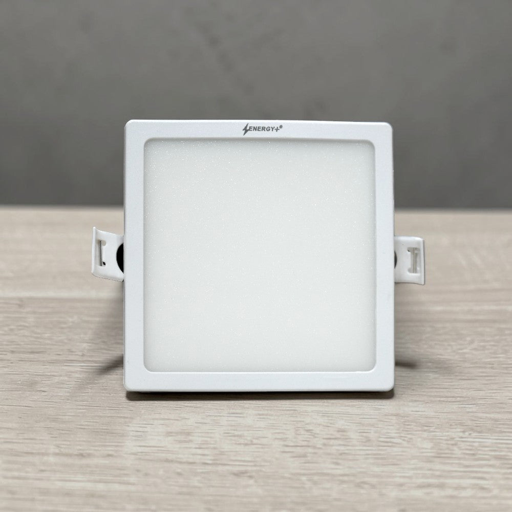 Energy Plus Salvi Panel 2021 7W square panel light in white with frosted diffuser and side mounting tabs, model SP1056.
