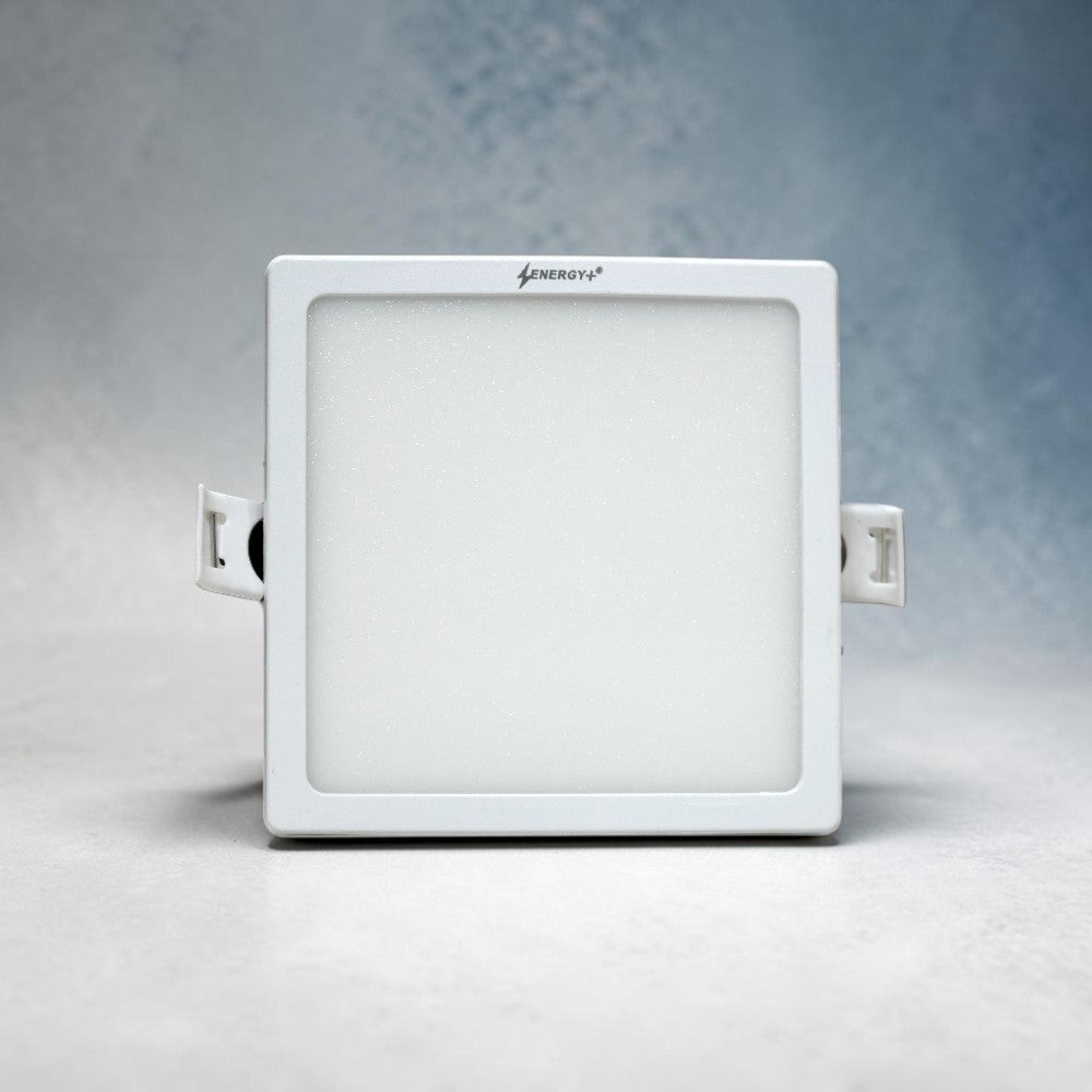 Energy Plus Salvi Panel 2021 7W square panel light in white with frosted diffuser and side mounting tabs, model SP1056.