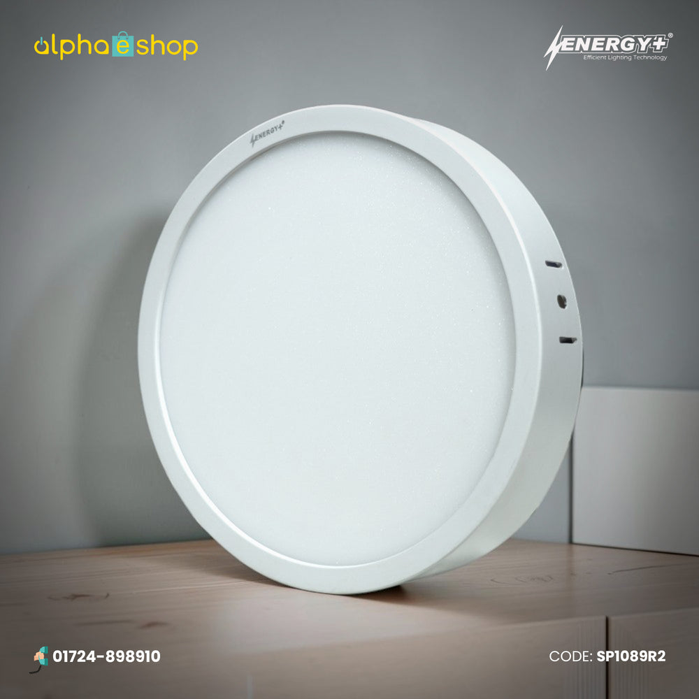 Energy Plus Salvi Panel 2023 15W round panel light in white with slim circular frame and frosted diffuser, model SP1089.
