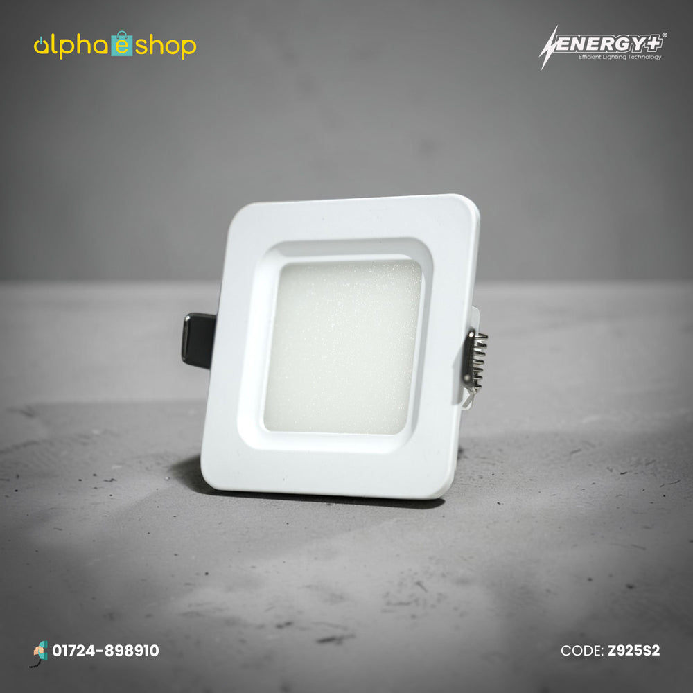 Energy Plus Zion Panel 2016 3W square panel light in white with frosted diffuser and spring clips, model Z925.
