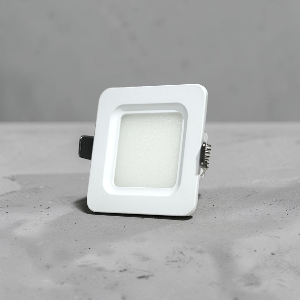 Energy Plus Zion Panel 2016 3W square panel light in white with recessed frosted diffuser and spring clips, model Z925.