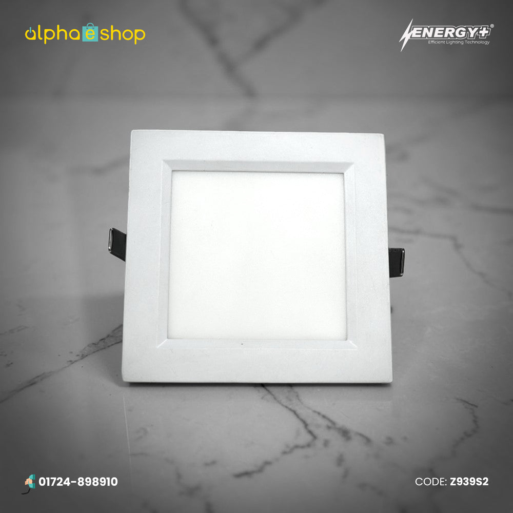Energy Plus Zion Panel 2016 12W square panel light in white with slim frame and frosted diffuser, model Z939.