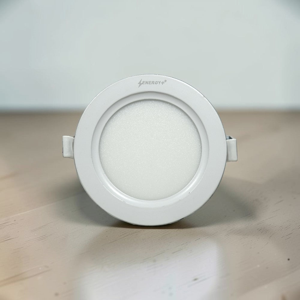 Energy Plus Zion Panel 2017 8W round panel light in white with circular frame and frosted diffuser, model Z2028.