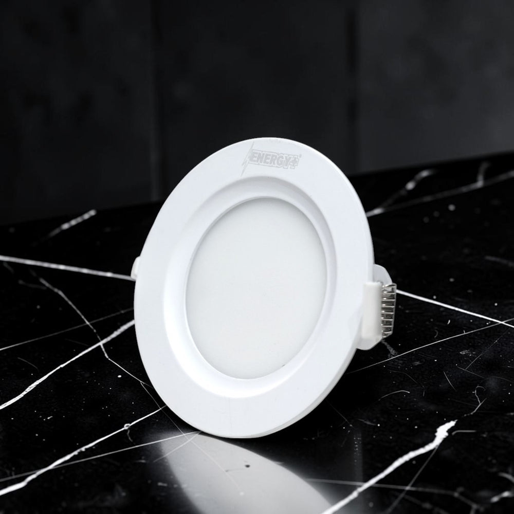 Energy Plus Zion Panel 2017 6W round panel light in white with frosted diffuser and spring mounting clip, model Z867.