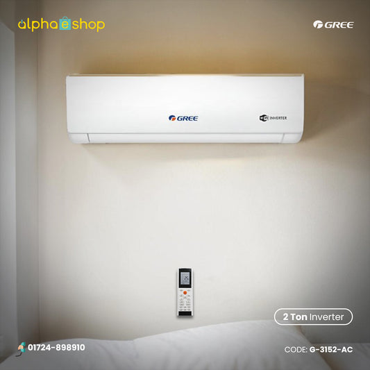 Gree Zeno 2 Ton split type inverter air conditioner with remote control, featuring Wi-Fi Inverter technology.
