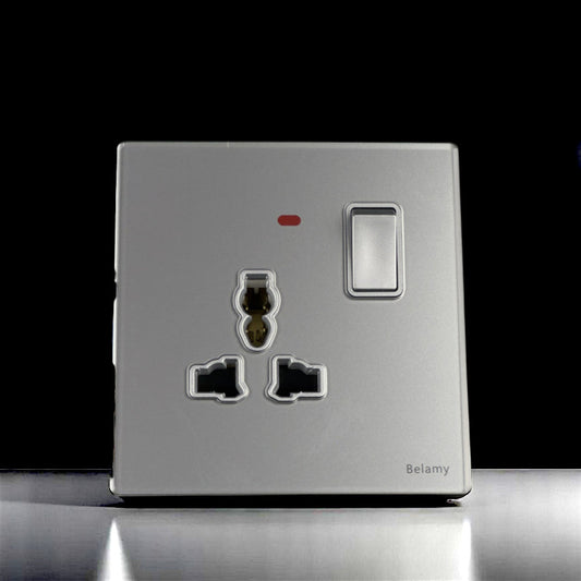 Belamy Sky Grey 1 Gang 3-PIN Socket | BE-103-SW