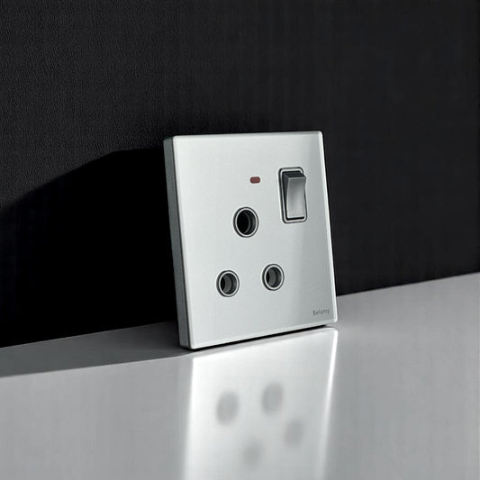 Belamy Sky Grey 1G 3-PIN Round Socket | BE-101-SW