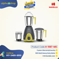 HAVELLS SPRINT MG 500W MIXER GRINDER 3SSJar Dark Grey- Green H-1087-MG