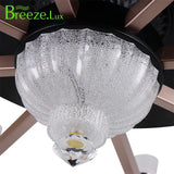 Breezelux 48" Elegant Modern Retractable Luxury Decorative Silent Underlight Invisible Blade Chandelier with Remote Ceiling Fan (Black & Coffee) BL-2521