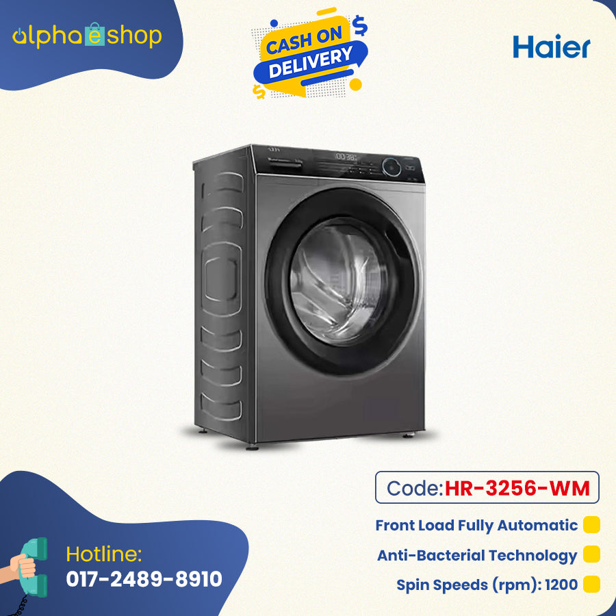 Haier 8 KG Front Loading Washing Machine (Silver) HR-3256-WM