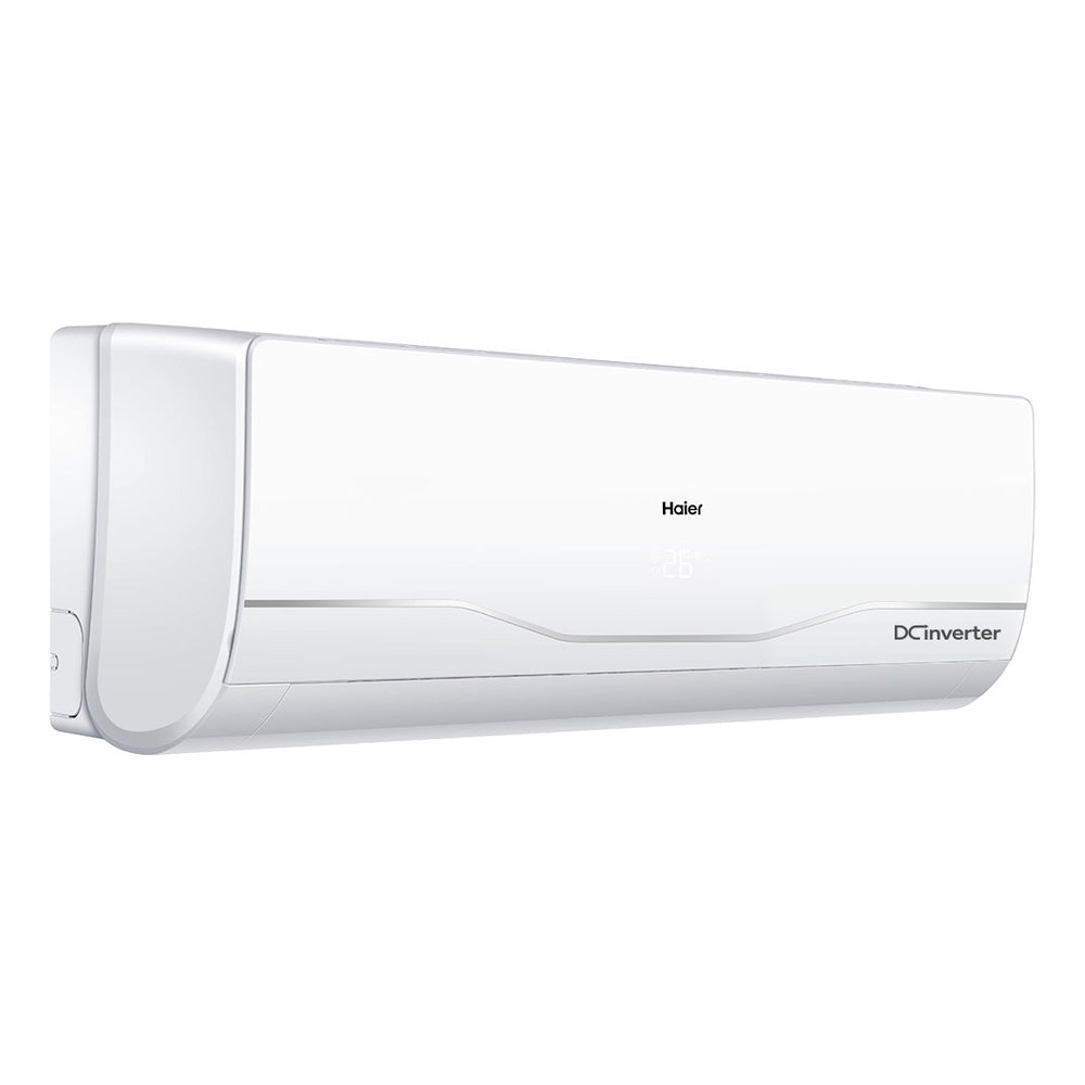 Haier HSU-12 Clean Cool 1 ton inverter split AC indoor unit with 3D airflow, DC inverter technology and digital display.