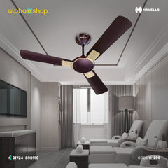 Havells Enticer Wood 56-inch ceiling fan with 3 blades, oakwood finish and contrasting decorative blade accents, model H-286.