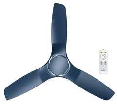 Havells Stealth Air 48-inch indigo blue BLDC ceiling fan with 3 aerodynamic blades and remote control, model H-309.