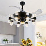 Qulik Q-6061 48-Inch Modern Chandelier Ceiling Fan with LED Light in Black