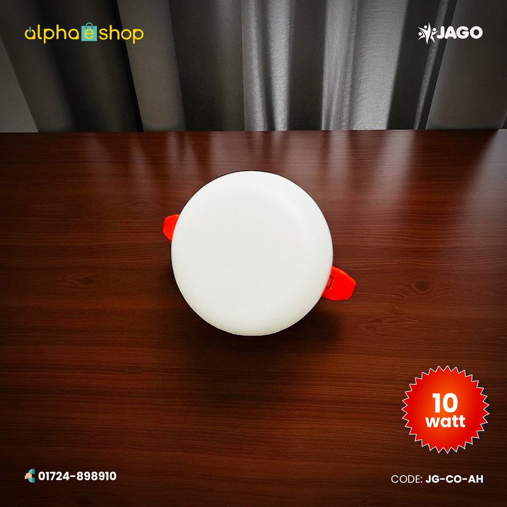 Jago any hole round LED panel light, 10W version, white finish with red spring clips, model JG-CO-AH.