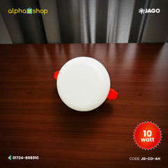 Jago any hole round LED panel light, 10W version, white finish with red spring clips, model JG-CO-AH.