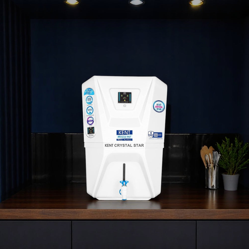 White KENT Crystal Star Smart RO water purifier with digital display and Mineral RO technology K-3271-WP.