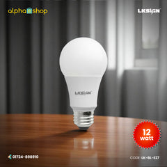 LK Sign 12W E27 LED light bulb with standard E27 screw base, model LK-BL-E27.