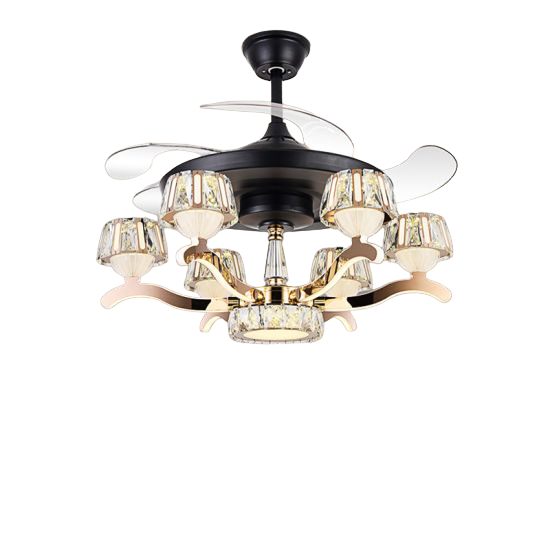 Qulik Q-6290 48-Inch Modern Chandelier Ceiling Fan with LED Light in Black