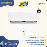 Midea Heating & Cooling MSE-24HRI - 2 Ton Inverter Wall Type AC (White) M-3226-AC