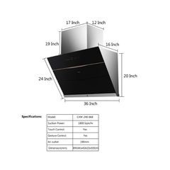 Midea Cooker Hood 29" Steam Wash CXW-240-B68 (Black) M-1190-KH