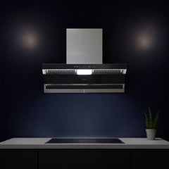 Midea CQ5 36-inch steam wash cooker hood in black, featuring a sleek design and touch controls. Available at Alphaeshop.