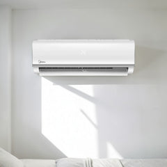 Midea MSA-18CRN 1.5 Ton non-inverter wall type split air conditioner in white with digital display.