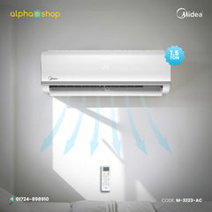 Midea MSA-18CRN 1.5 Ton non-inverter wall type split air conditioner in white with remote control.