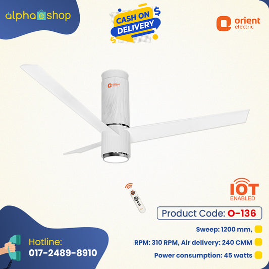 Orient Aeroslim 48" BLDC Motor (Marble White) O-136