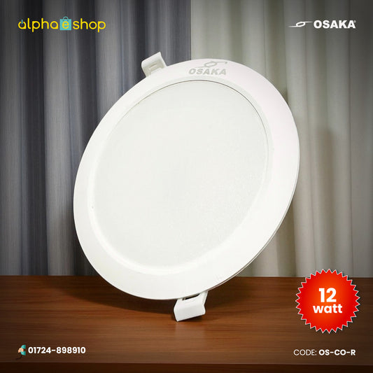Osaka Consile 12W round LED concealed panel light in white with slim frame and mounting clips, model OS-CO-R.