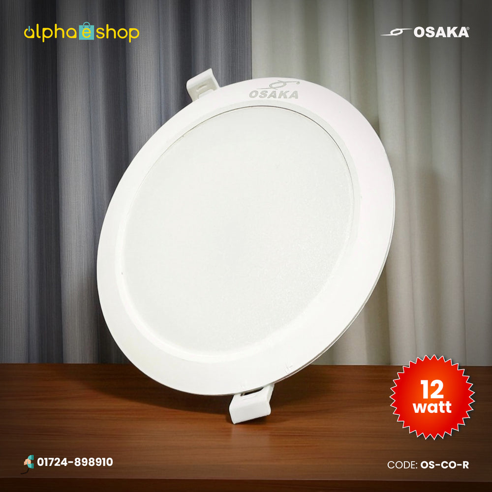 Osaka Consile 12W round LED concealed panel light in white with slim frame and mounting clips, model OS-CO-R.