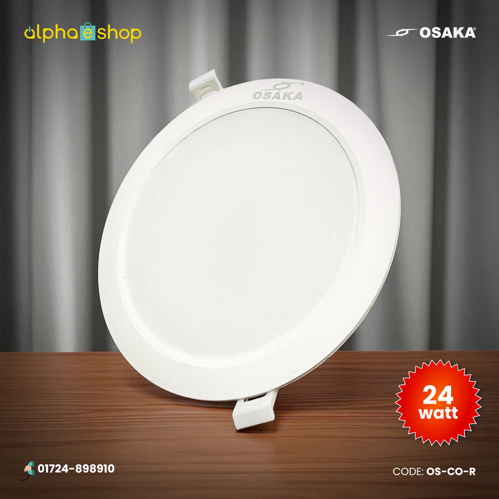 Osaka Consile 24W round concealed panel light in white with slim frame and mounting clips, model OS-CO-R.
