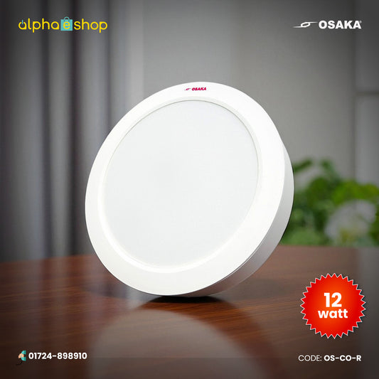 Osaka round surface LED panel light in white, 12-24W, slim surface-mounted design, model OS-SF-R.