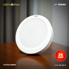Osaka round surface LED panel light in white, 24W, slim surface-mounted design, model OS-SF-R.