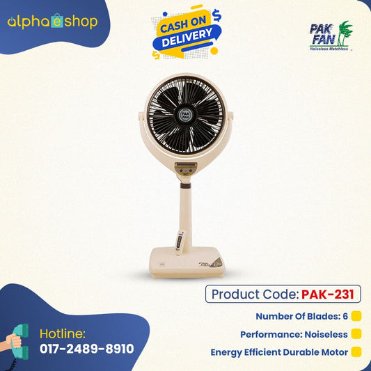 PAK Louver 14" Noiseless Remote Control Stand Fan (Off-white) PAK-231