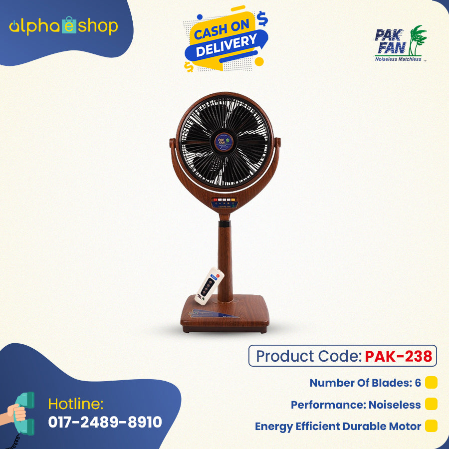 PAK Louver 14" Noiseless Remote Control Stand Fan (Wooden) PAK238