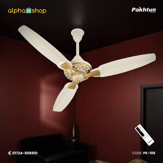 Pakhtun Pasha 52-inch BLDC Inverter Remote control Ceiling Fan (Chrome White) | PK-108