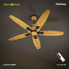 Pakhtun Penta 5 -56 inch BLDC Inverter Remote Control Ceiling Fan (Light Wood) | PK-112