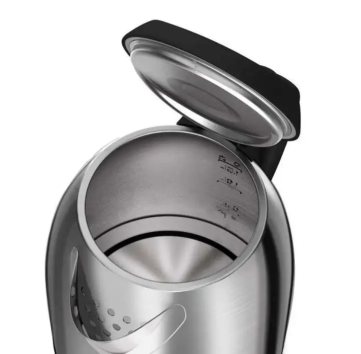 Philips HD9306/03 stainless steel electric jug kettle with wide opening, hinged lid and interior water level markings, model PH-1130-EK.