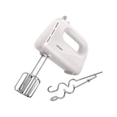 Philips HR3705/20 white hand mixer with stainless steel beaters and dough hooks, model PH-1117-HM.
