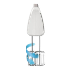 Philips HR3705/20 white hand mixer with stainless steel beaters for smooth mixing and whipping, model PH-1117-HM.