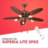 Polycab Superia SP02 48"  Designer Remote Control BLDC Underlight Ceiling Fan (Antique Copper Rosewood)  PC-101